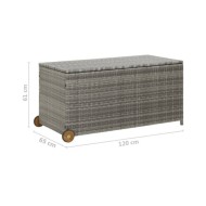 Boîte de rangement de jardin Gris clair 120x65x61 cm Rotin