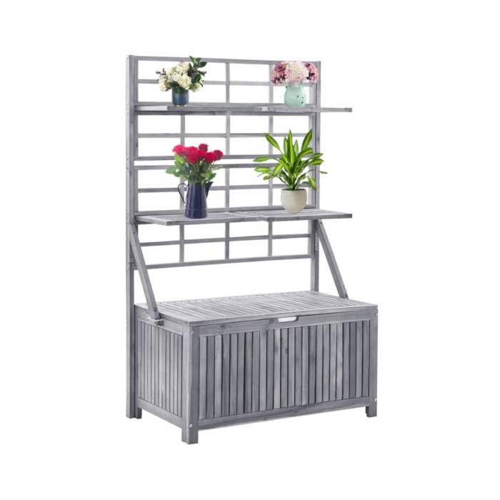 Boîte de rangement avec treillis Gris 99x55x160cm Acacia solide