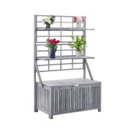 Boîte de rangement avec treillis Gris 99x55x160cm Acacia solide