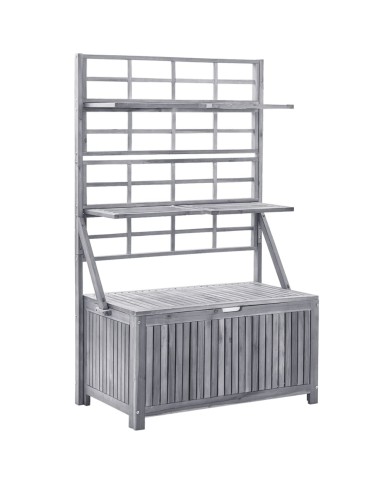 Boîte de rangement avec treillis Gris 99x55x160cm Acacia solide