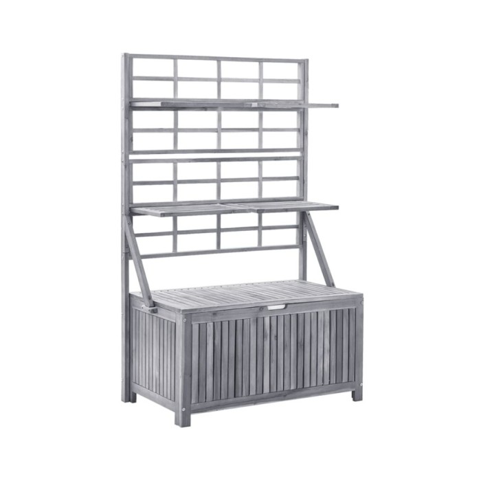 Boîte de rangement avec treillis Gris 99x55x160cm Acacia solide