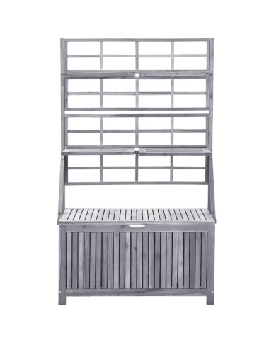 Boîte de rangement avec treillis Gris 99x55x160cm Acacia solide