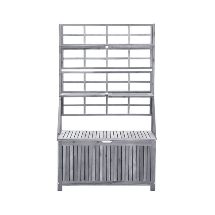 Boîte de rangement avec treillis Gris 99x55x160cm Acacia solide