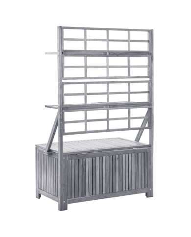Boîte de rangement avec treillis Gris 99x55x160cm Acacia solide