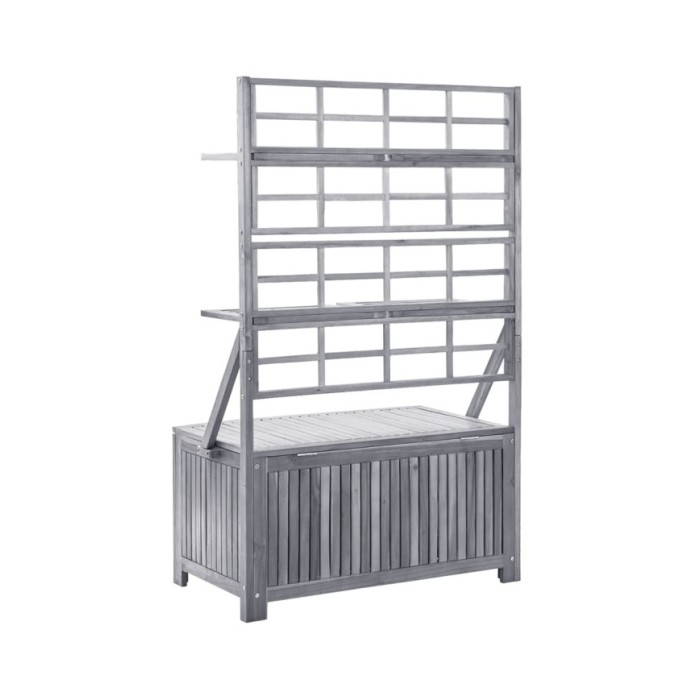 Boîte de rangement avec treillis Gris 99x55x160cm Acacia solide