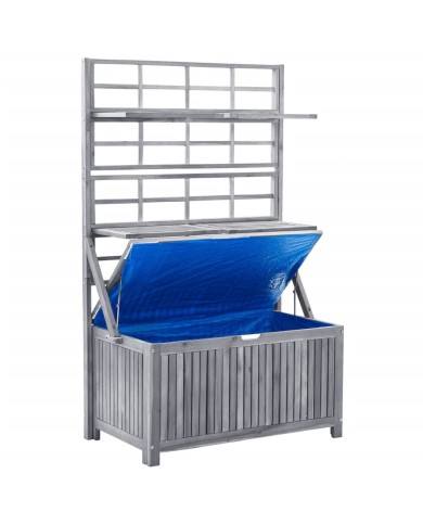 Boîte de rangement avec treillis Gris 99x55x160cm Acacia solide