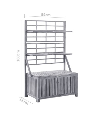 Boîte de rangement avec treillis Gris 99x55x160cm Acacia solide