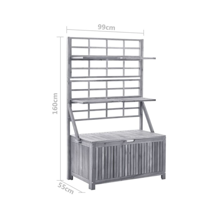 Boîte de rangement avec treillis Gris 99x55x160cm Acacia solide