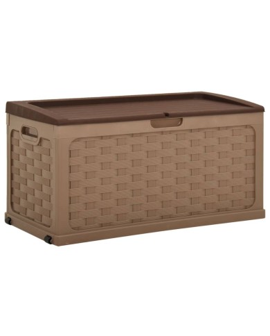 Boîte de rangement de jardin 335 L Moka-Chocolat PP Rotin