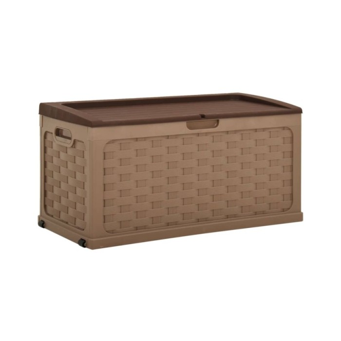 Boîte de rangement de jardin 335 L Moka-Chocolat PP Rotin