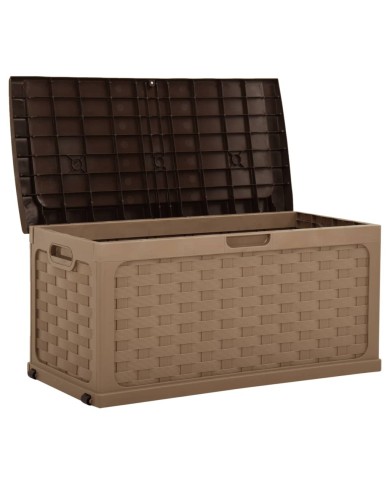 Boîte de rangement de jardin 335 L Moka-Chocolat PP Rotin