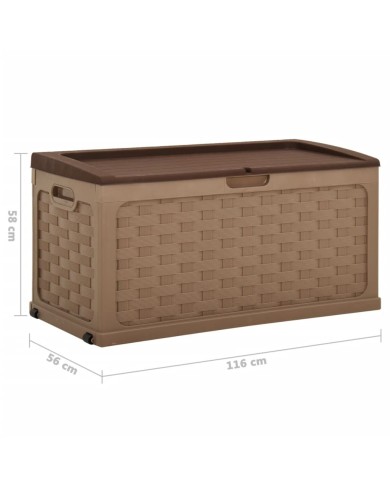 Boîte de rangement de jardin 335 L Moka-Chocolat PP Rotin