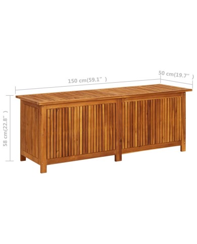 Boîte de rangement de jardin 150x50x58 cm Bois d'acacia solide