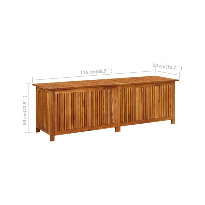 Boîte de rangement de jardin 175x50x58 cm Bois d'acacia solide