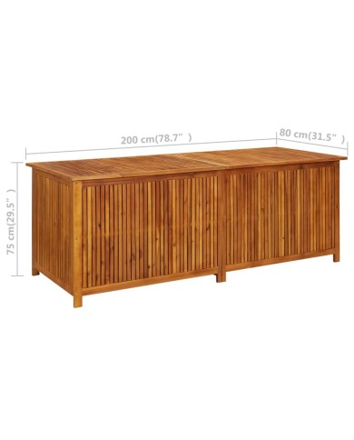 Boîte de rangement de jardin 200x80x75 cm Bois d'acacia solide