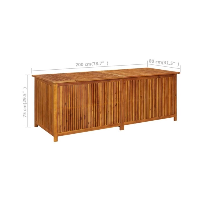 Boîte de rangement de jardin 200x80x75 cm Bois d'acacia solide