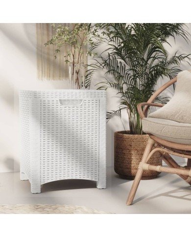 Boîte de rangement de jardin 39x39x46 cm Rotin PP Blanc