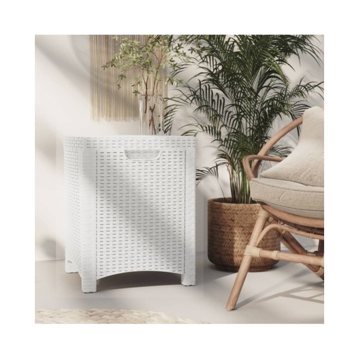 Boîte de rangement de jardin 39x39x46 cm Rotin PP Blanc
