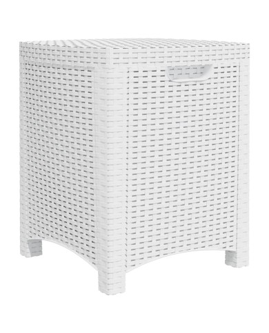 Boîte de rangement de jardin 39x39x46 cm Rotin PP Blanc