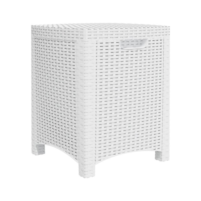 Boîte de rangement de jardin 39x39x46 cm Rotin PP Blanc