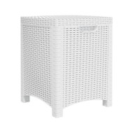 Boîte de rangement de jardin 39x39x46 cm Rotin PP Blanc