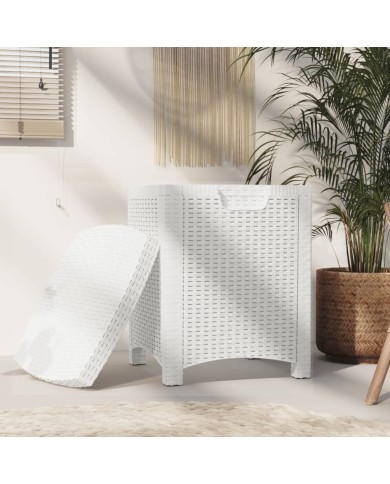 Boîte de rangement de jardin 39x39x46 cm Rotin PP Blanc
