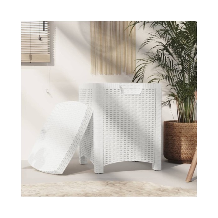 Boîte de rangement de jardin 39x39x46 cm Rotin PP Blanc