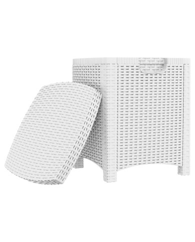 Boîte de rangement de jardin 39x39x46 cm Rotin PP Blanc