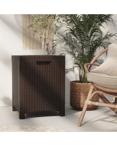 Boîte de rangement de jardin 39x39x46 cm Rotin PP Marron