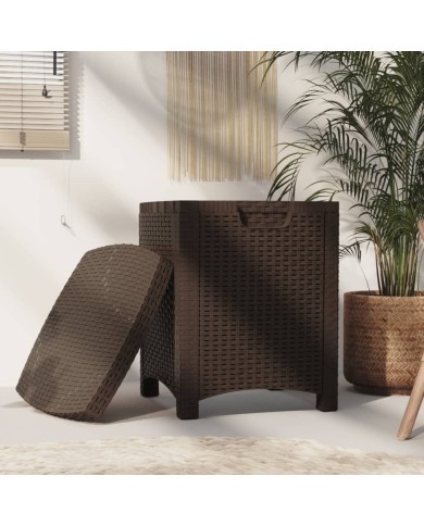 Boîte de rangement de jardin 39x39x46 cm Rotin PP Marron