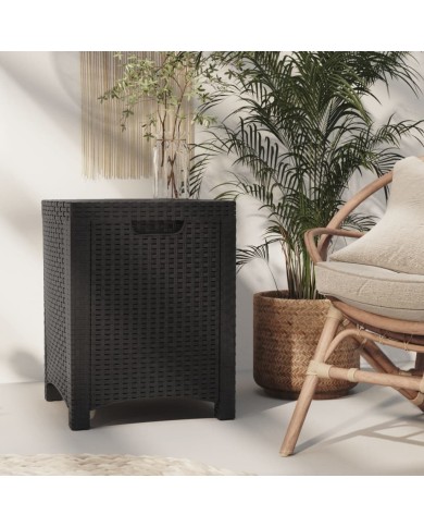 Boîte de rangement de jardin 39x39x46 cm Rotin PP Graphite