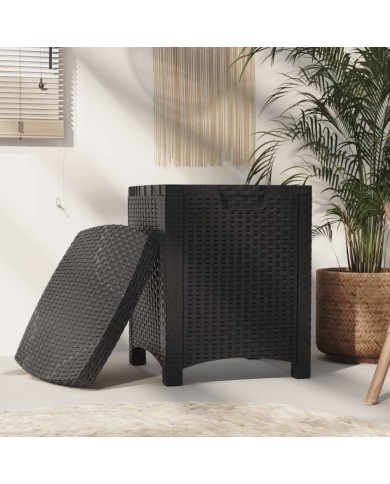 Boîte de rangement de jardin 39x39x46 cm Rotin PP Graphite