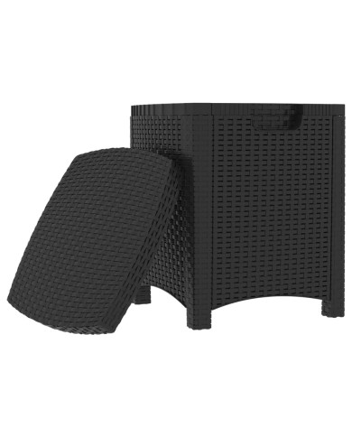 Boîte de rangement de jardin 39x39x46 cm Rotin PP Graphite