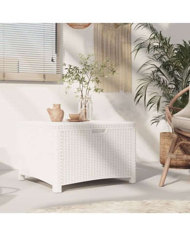 Boîte de rangement de jardin 60x54x41 cm Rotin PP Blanc