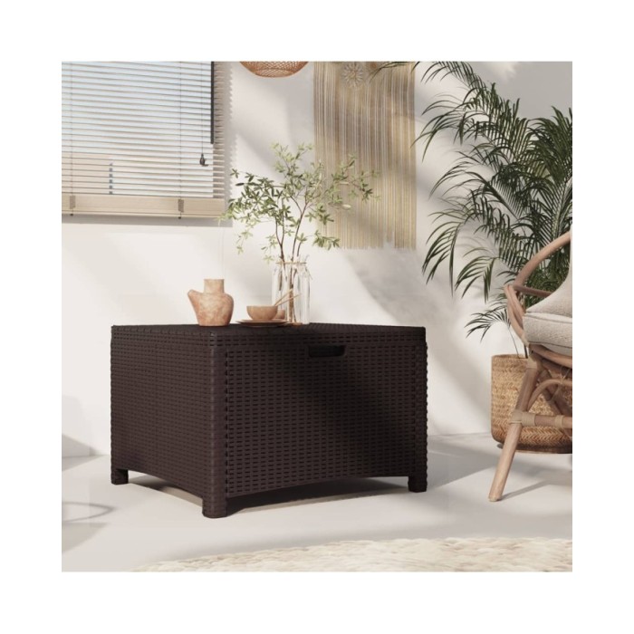 Boîte de rangement de jardin 60x54x41 cm Rotin PP Marron