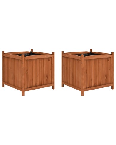 Jardinières surélevées 2 pcs 50x50x50 cm Bois de sapin