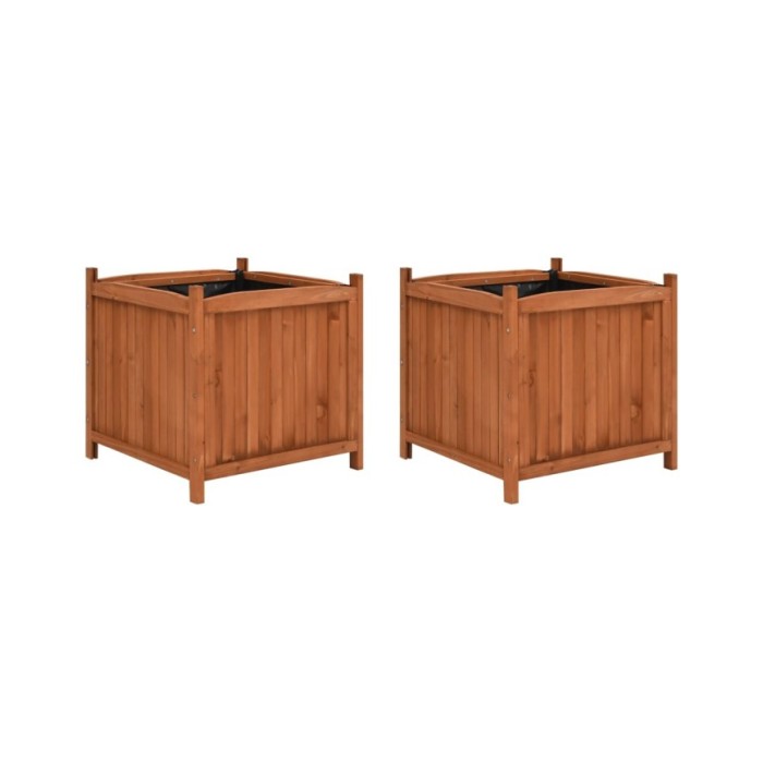 Jardinières surélevées 2 pcs 50x50x50 cm Bois de sapin