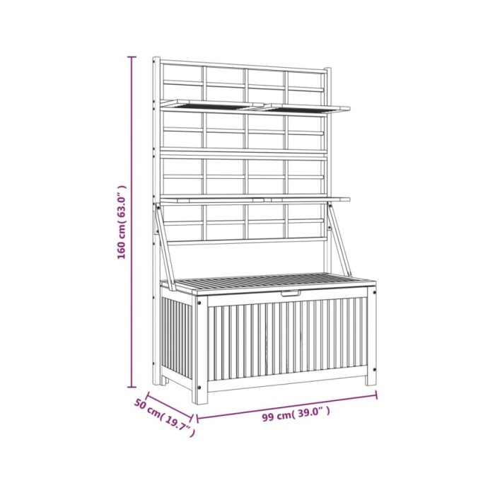 Boîte de rangement avec treillis 99x50x160 cm Acacia massif