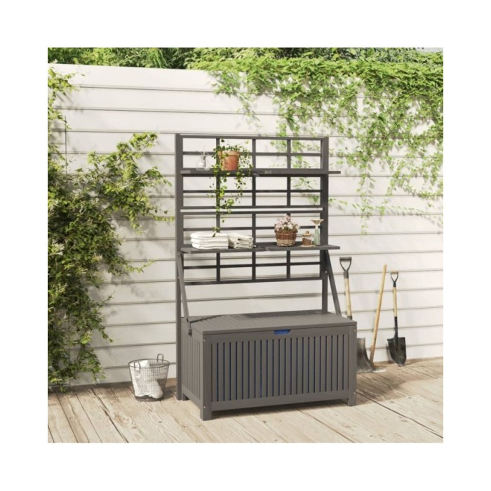 Boîte de rangement et treillis Gris 99x50x160 cm Acacia massif