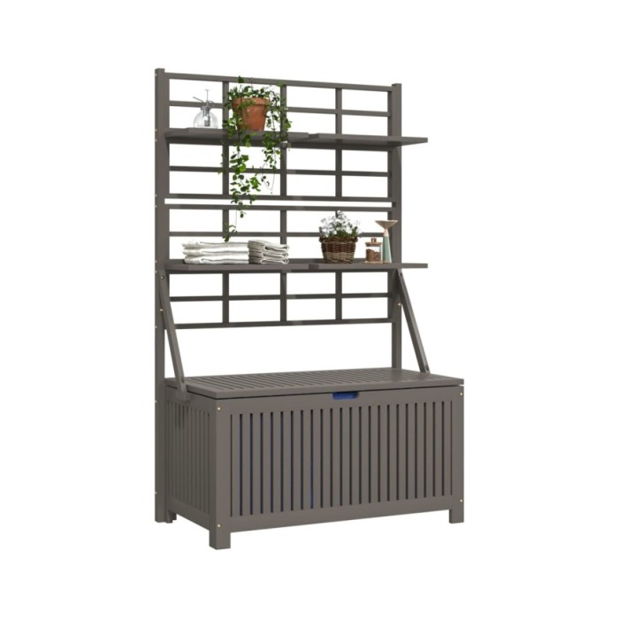 Boîte de rangement et treillis Gris 99x50x160 cm Acacia massif