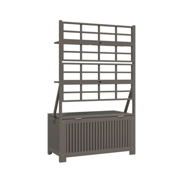 Boîte de rangement et treillis Gris 99x50x160 cm Acacia massif