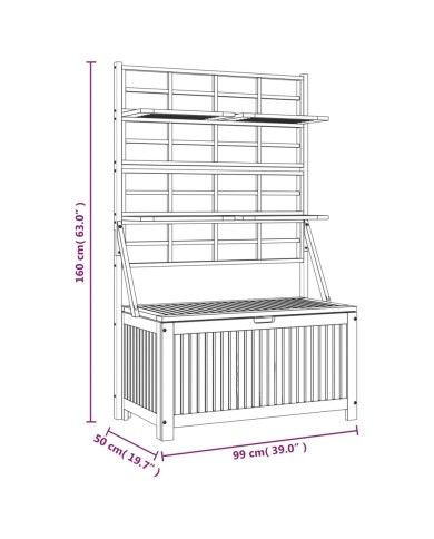 Boîte de rangement et treillis Gris 99x50x160 cm Acacia massif