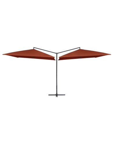 Parasol double avec mât en acier 250 x 250 cm Terre cuite