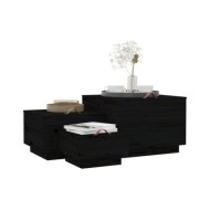 Boîtes de rangement et couvercles 3 pcs Noir Bois massif de pin