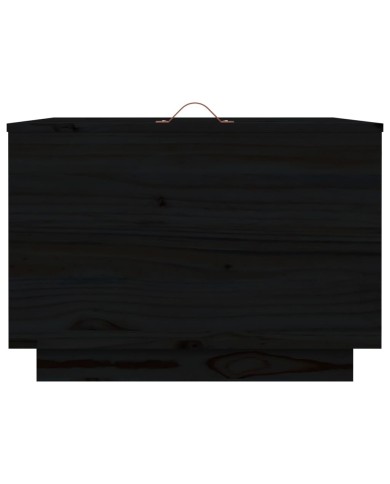 Boîtes de rangement et couvercles 3 pcs Noir Bois massif de pin