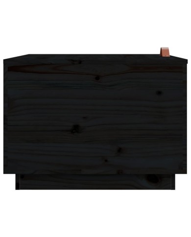 Boîtes de rangement et couvercles 3 pcs Noir Bois massif de pin