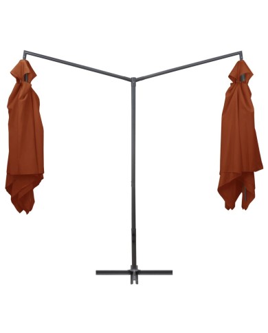 Parasol double avec mât en acier 250 x 250 cm Terre cuite