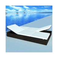 Chaise longue double avec coussin Résine tressée Marron