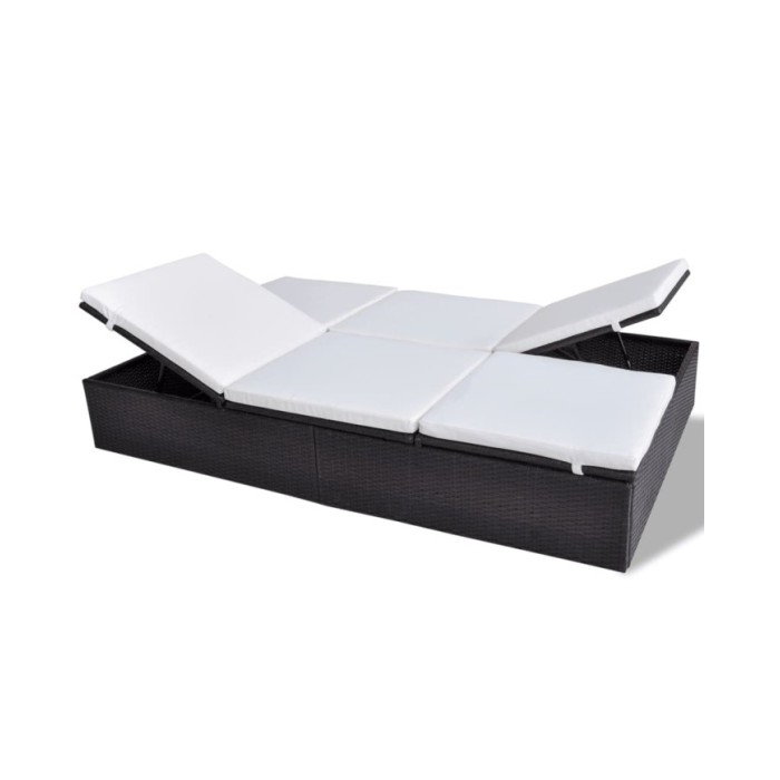 Chaise longue double avec coussin Résine tressée Marron