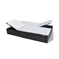 Chaise longue double avec coussin Résine tressée Marron